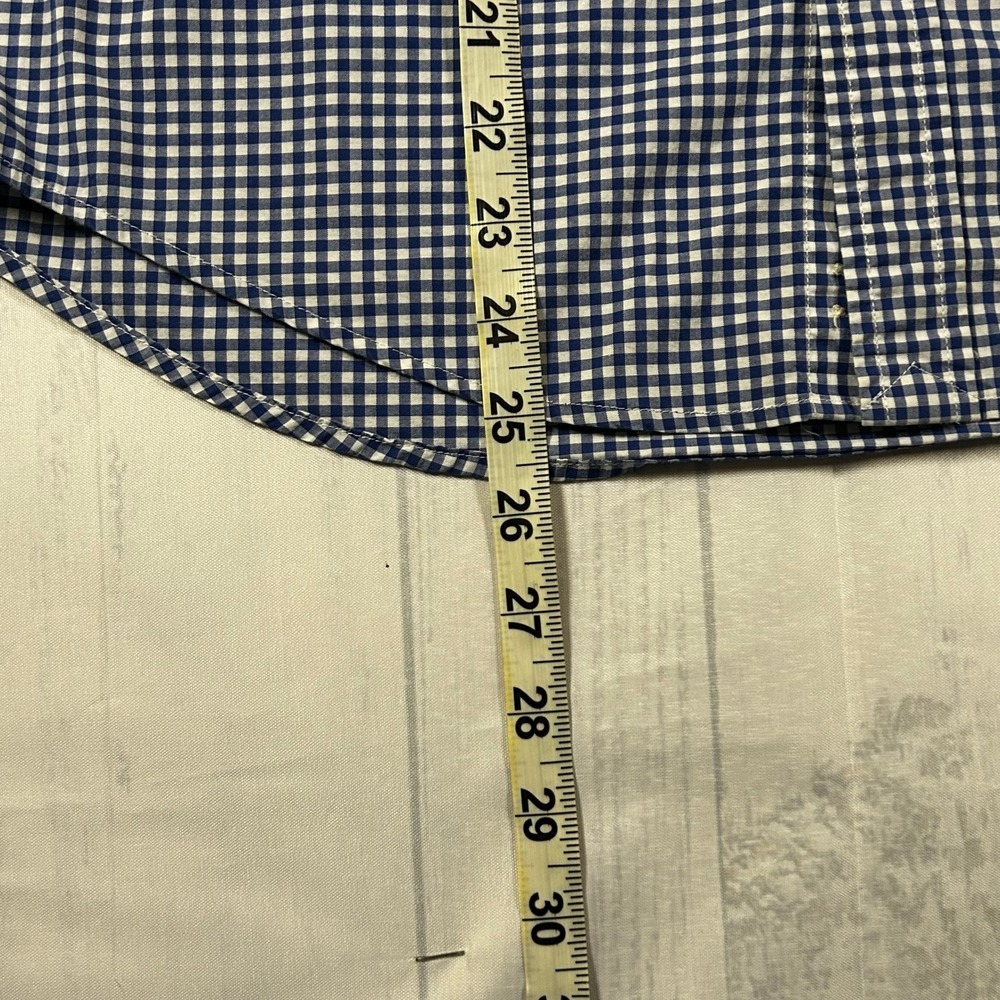 Ralph Lauren Mens Gingham Button Down Shirt Blue White Natural Stretch Large L - Picture 5 of 6